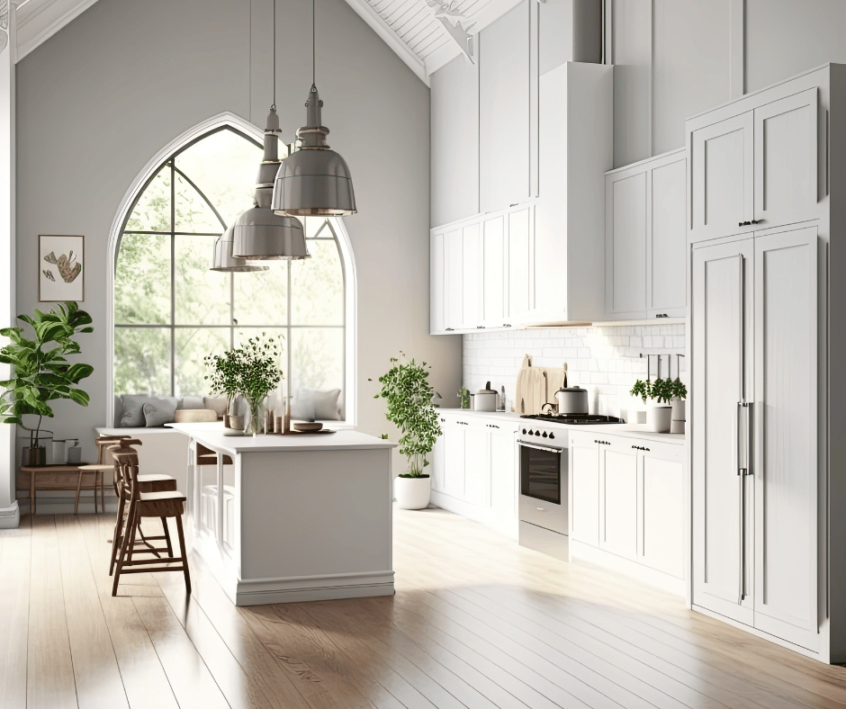 Image of a beautifully decorated, bright kitchen